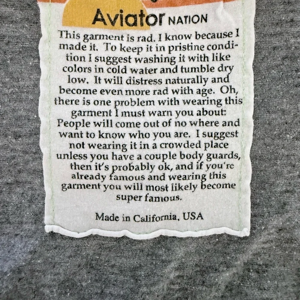 Aviator Nation Miami Boyfriend Raw Hem Tee Small Heather Grey - Picture 6 of 8
